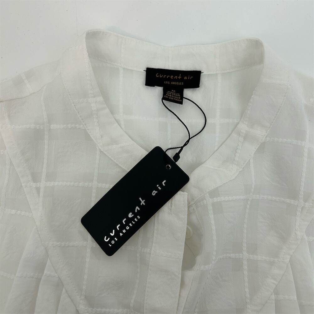 NWT Anthropologie Current Air Piper Windowpane Tank Top White Medium - Picture 7 of 9
